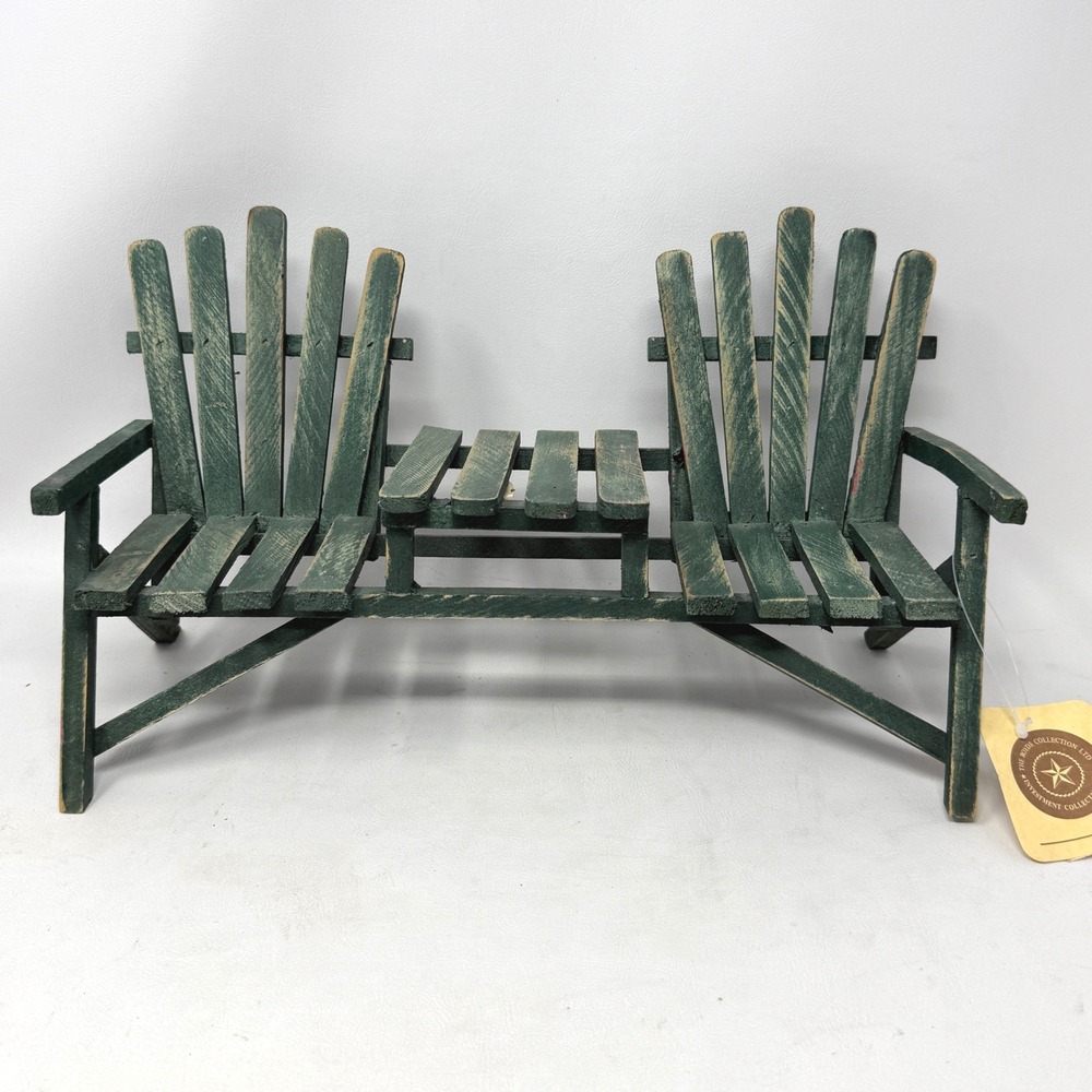 Boyds Bears Green Wood Miniature Double Adirondack Chair Bench Display 1997